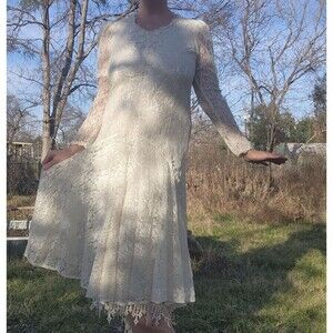 Vintage Margot Lea Los Angeles off White Lace Dress with Slip Fairy Cottagecore